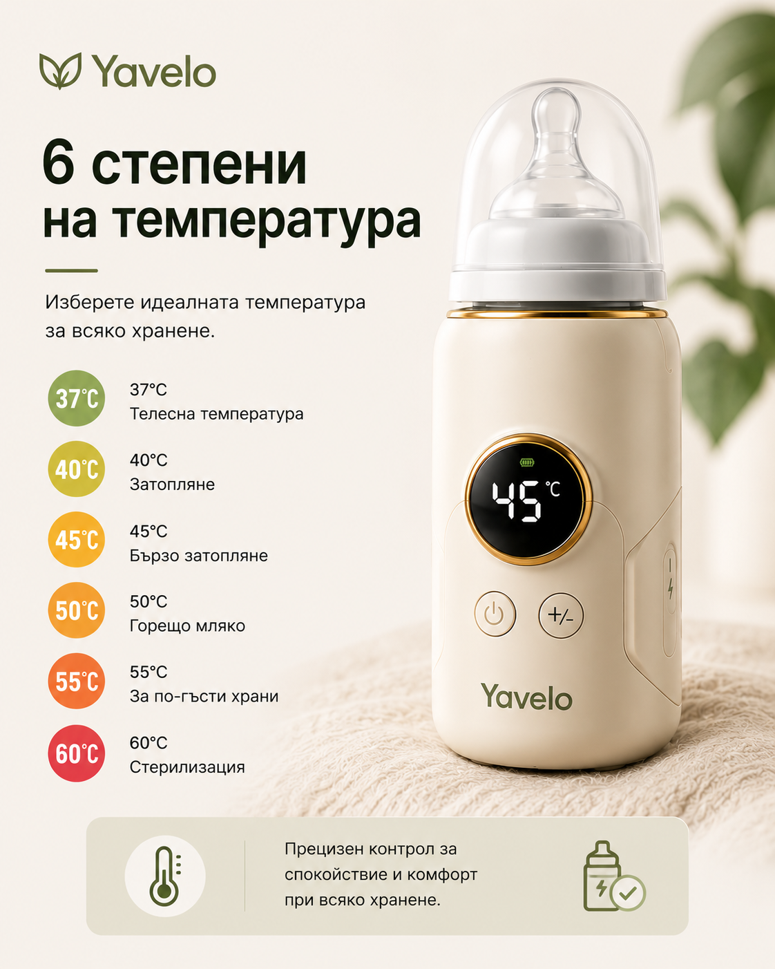 Yavelo™ Безжичен нагревател за шишета